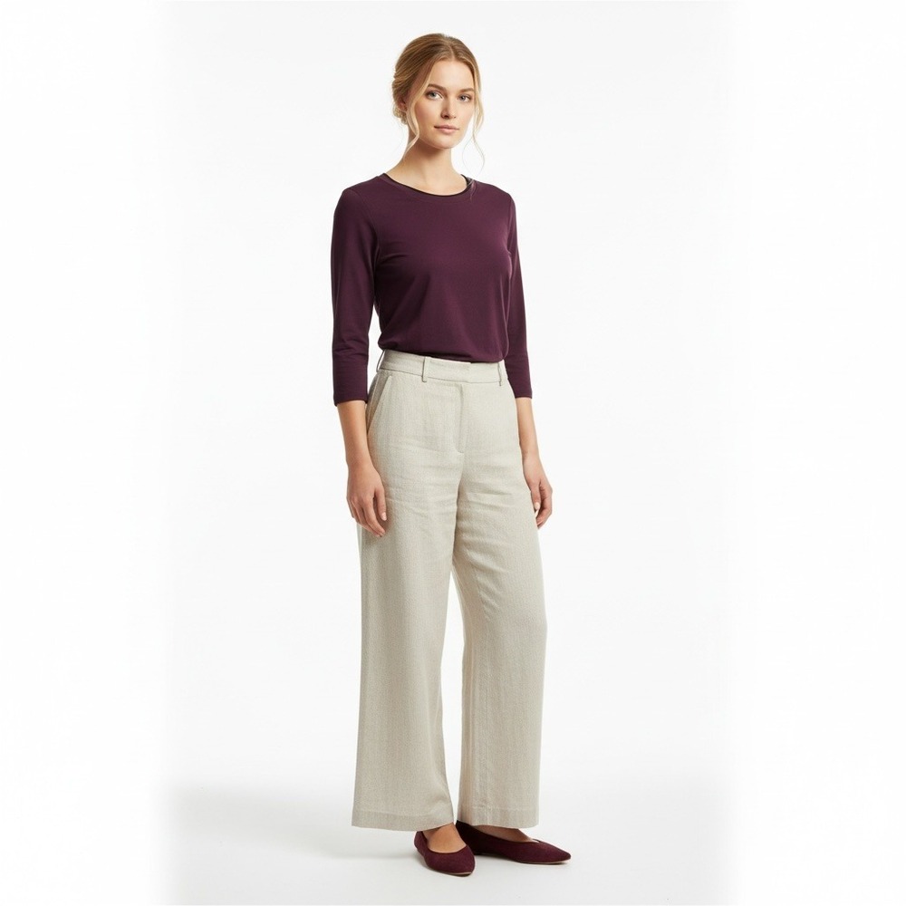 Matty M Capsule Minimalist Soft New Plum Purple Bamboo Rayon 3/4 Sleeve Top S